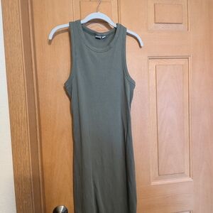 Green Sleeveless Ribbed Dress